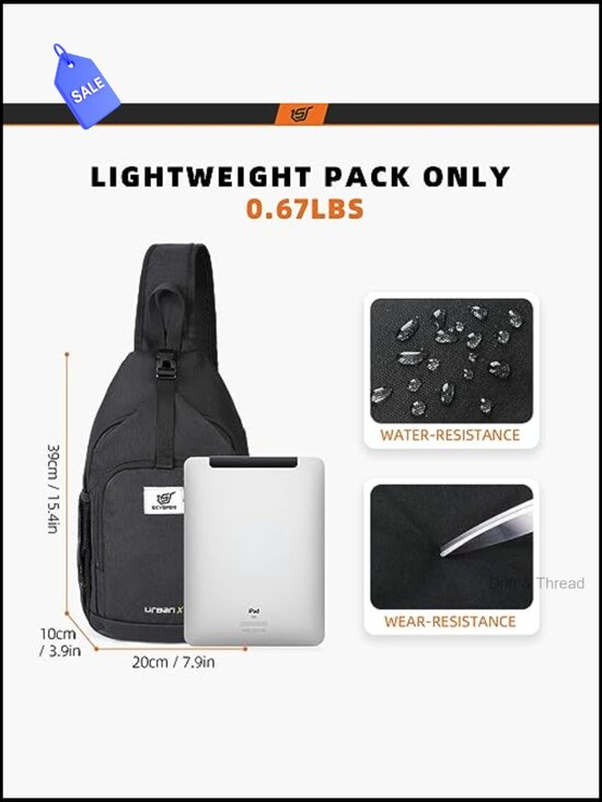 RFID Crossbody Sling Backpack Travel Hiking Daypack Water Resistant main image 6
